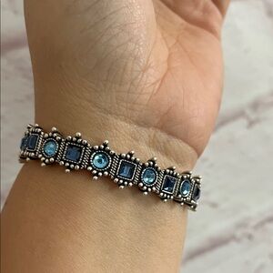 Elegant Silver and Blue Bracelet